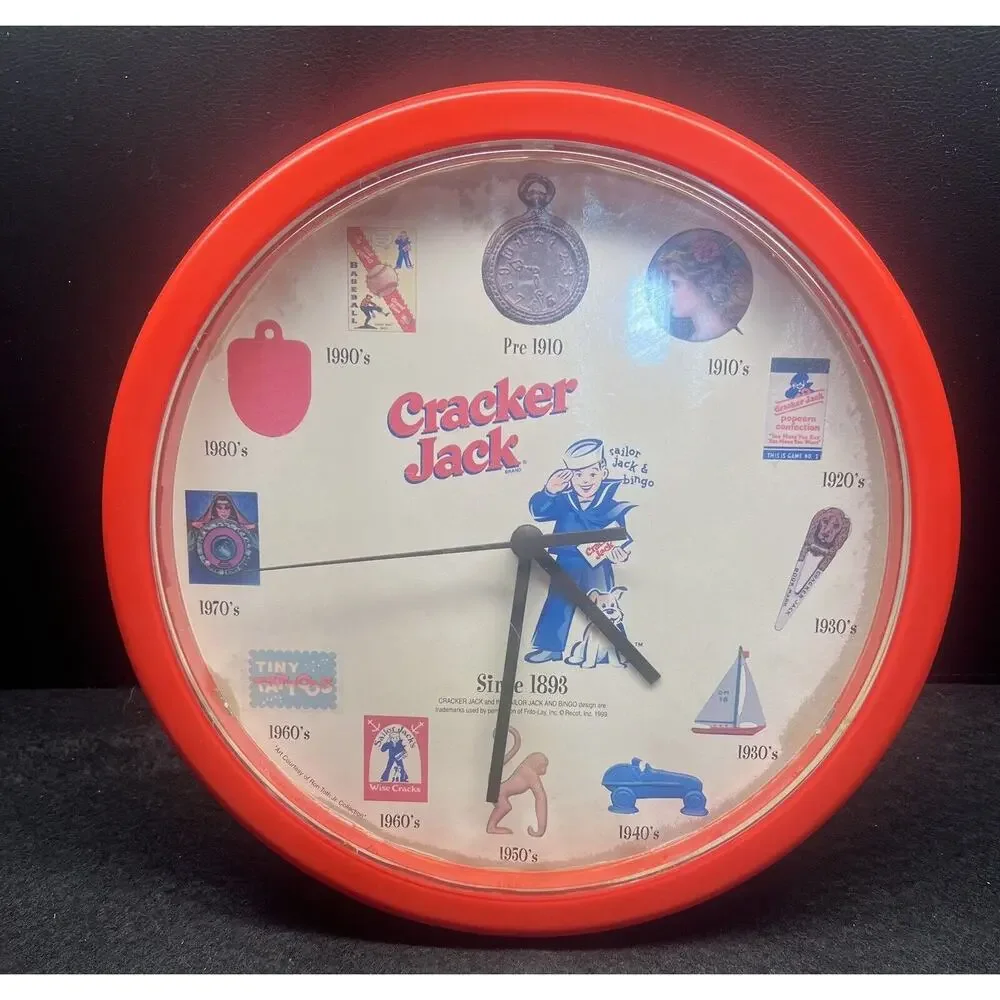 CRACKER JACK Wall CLOCK Through The Years‎ Sailor Jack & Bingo Works